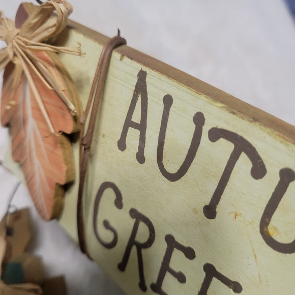 AUTUMN GREETINGS Pumpkin Sign Wall Decor Hanging - Picture 5 of 11